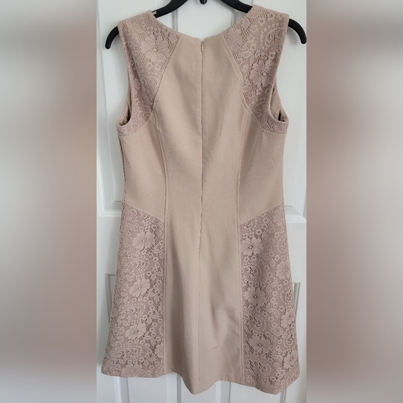 Adrianna Papell Taupe Beige Lace Panel Sleeveless Midi Dress Size 10 - Picture 2 of 4